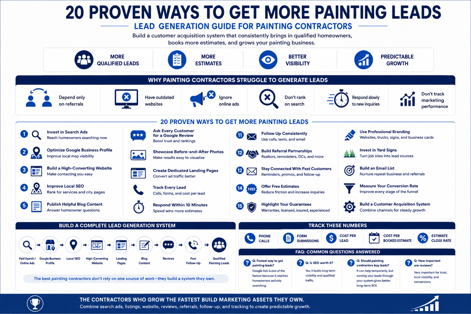 Painting contractor lead generation system using Google Ads, SEO, reviews, landing pages, and follow-up