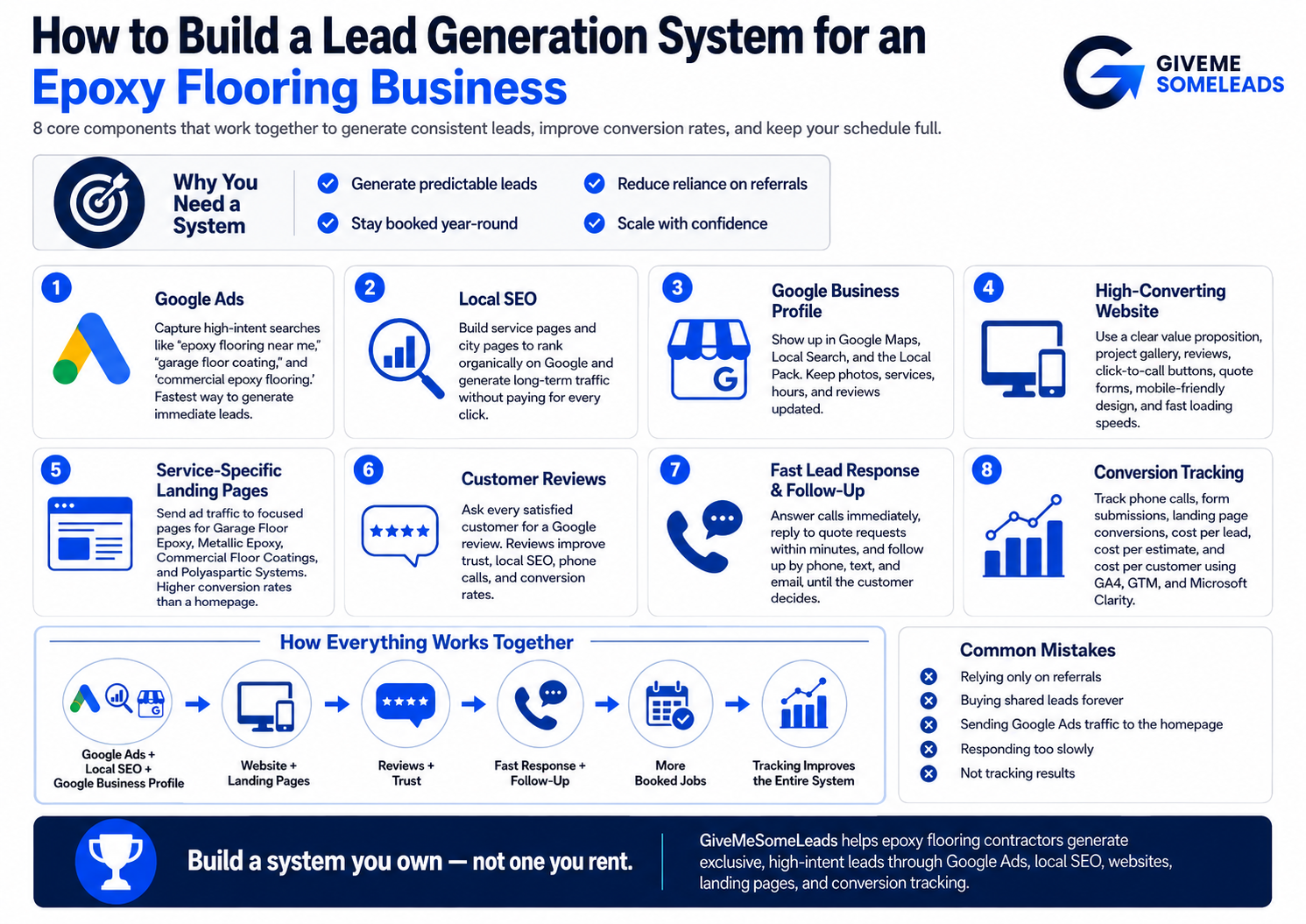 Eight components of an epoxy flooring lead generation system